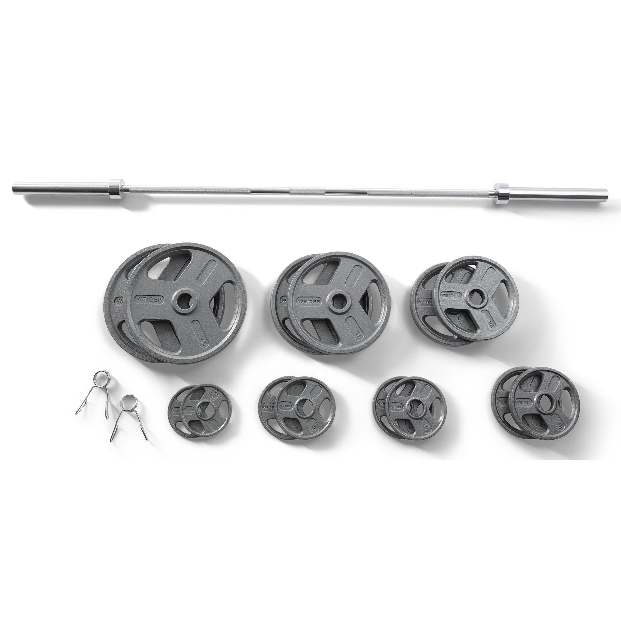 Juego De Barra Olimpica Con Discos Weider 300 Lbs Hoph300