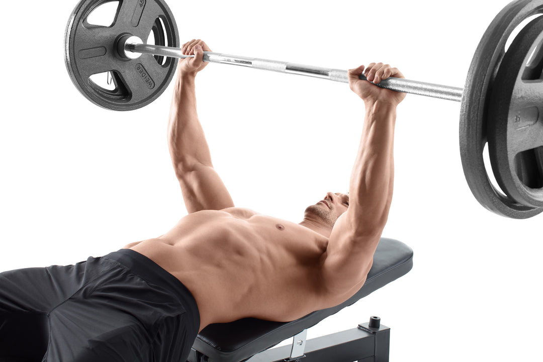 Juego De Barra Olimpica Con Discos Weider 300 Lbs Hoph300